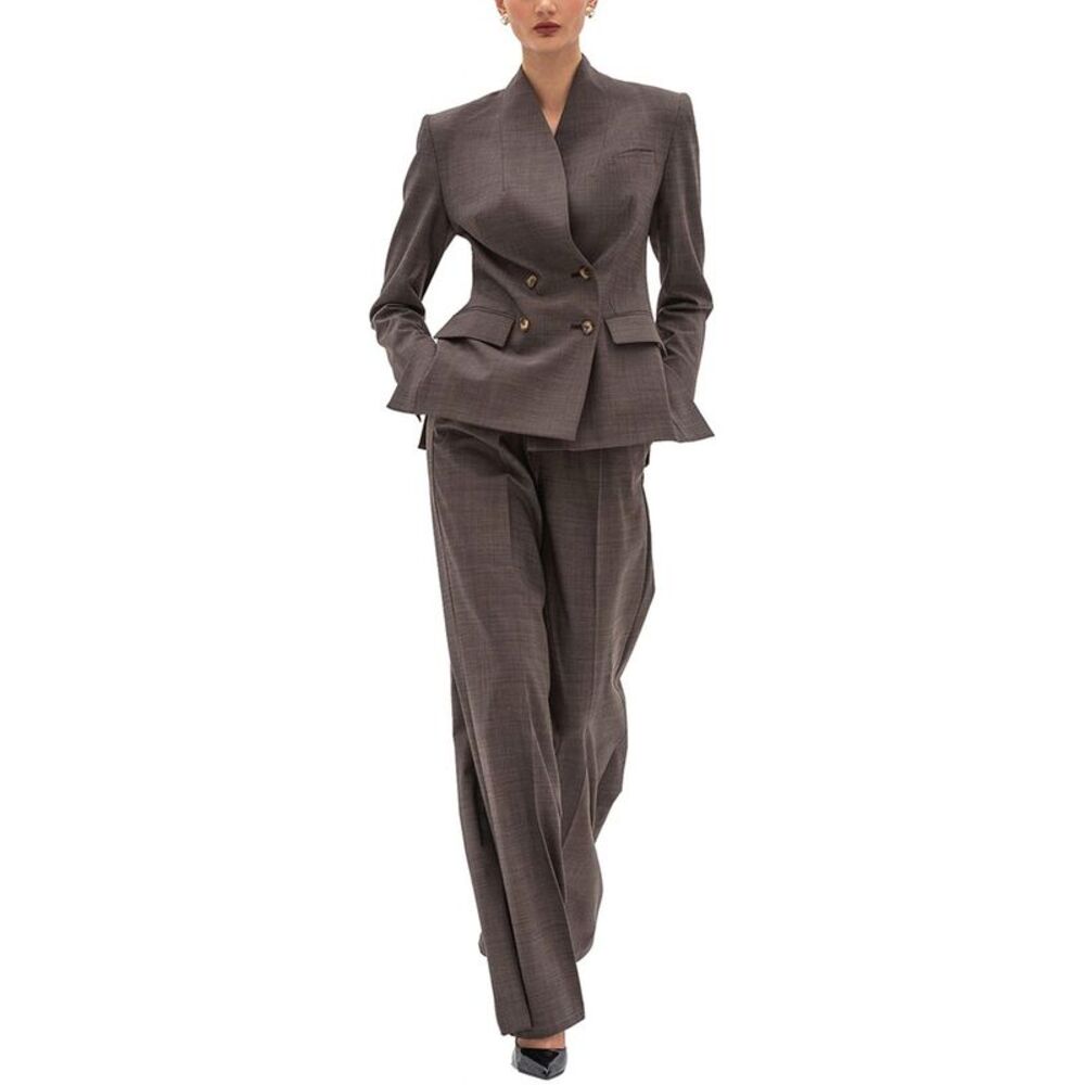 Bgl Womens  2Pc Wool-Blend Jacket & Pant, Brown